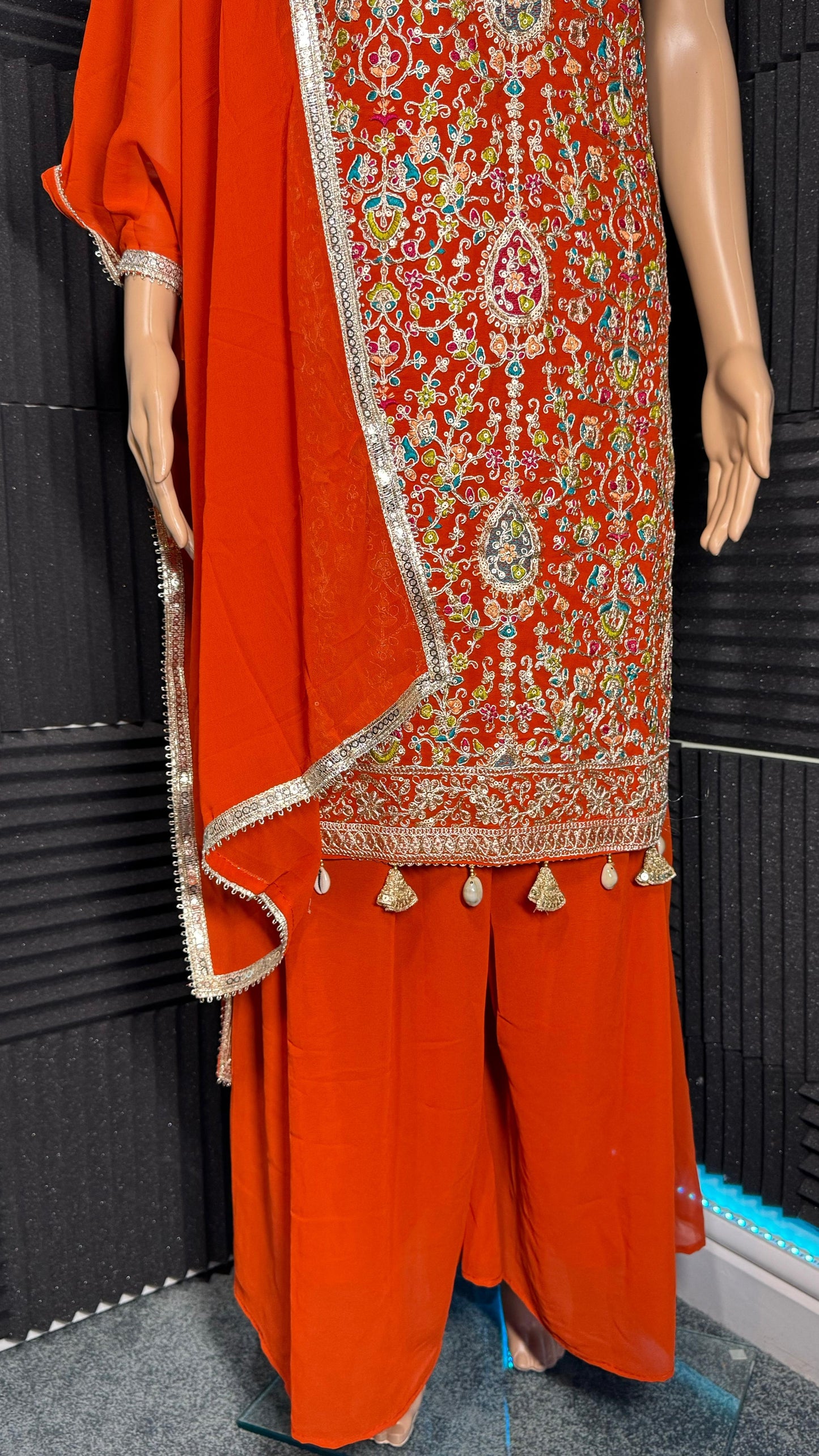 Chamak - Orange Palazzo Suit with Intricate Embroidery