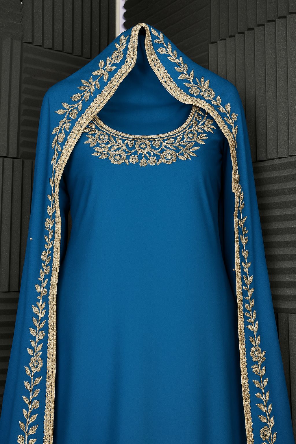 Sahiba – Royal Blue Suit with Champagne Gold Embroidery