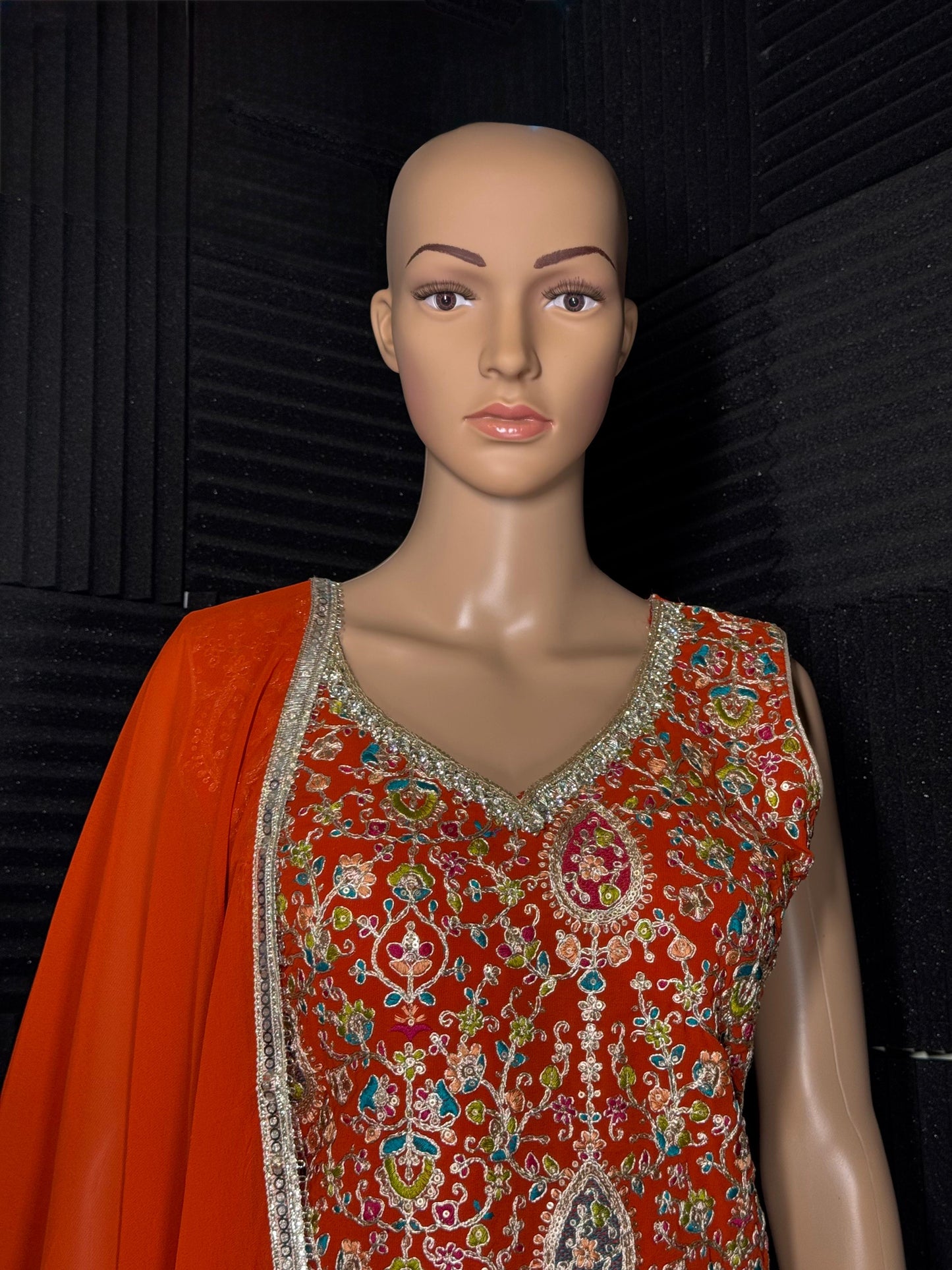 Chamak - Orange Palazzo Suit with Intricate Embroidery