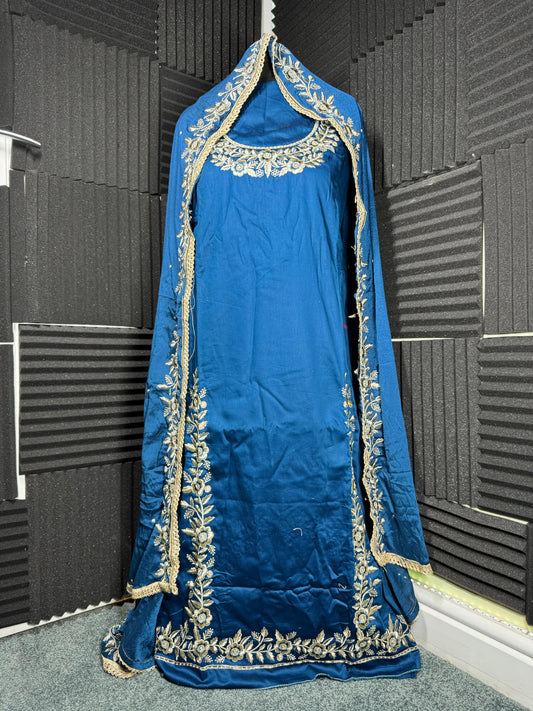 Sahiba – Royal Blue Suit with Champagne Gold Embroidery